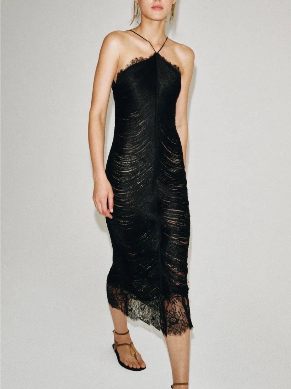 NWT Zara Women’s Collection Halter Fringe Lace  Dress 5919/240 Small Limited Ed